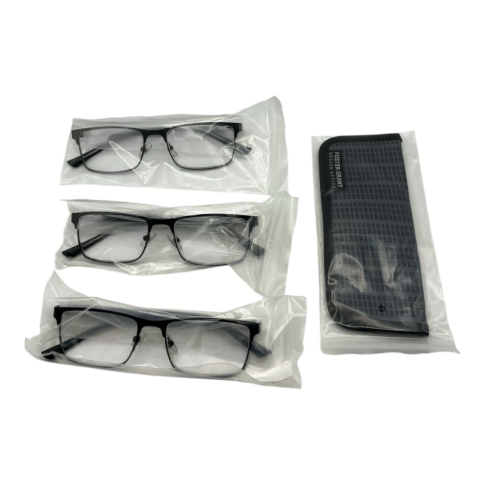 Foster Grant - Reading Glasses 3‎ Pack + Case - Classic Black Frames - Picture 2 of 2